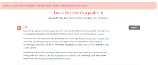 A screenshot of Mailchimp's Omnivore warning issue