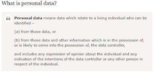 A paragraph defining personal data