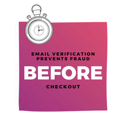 Stop fraud before checkout text Email Hippo